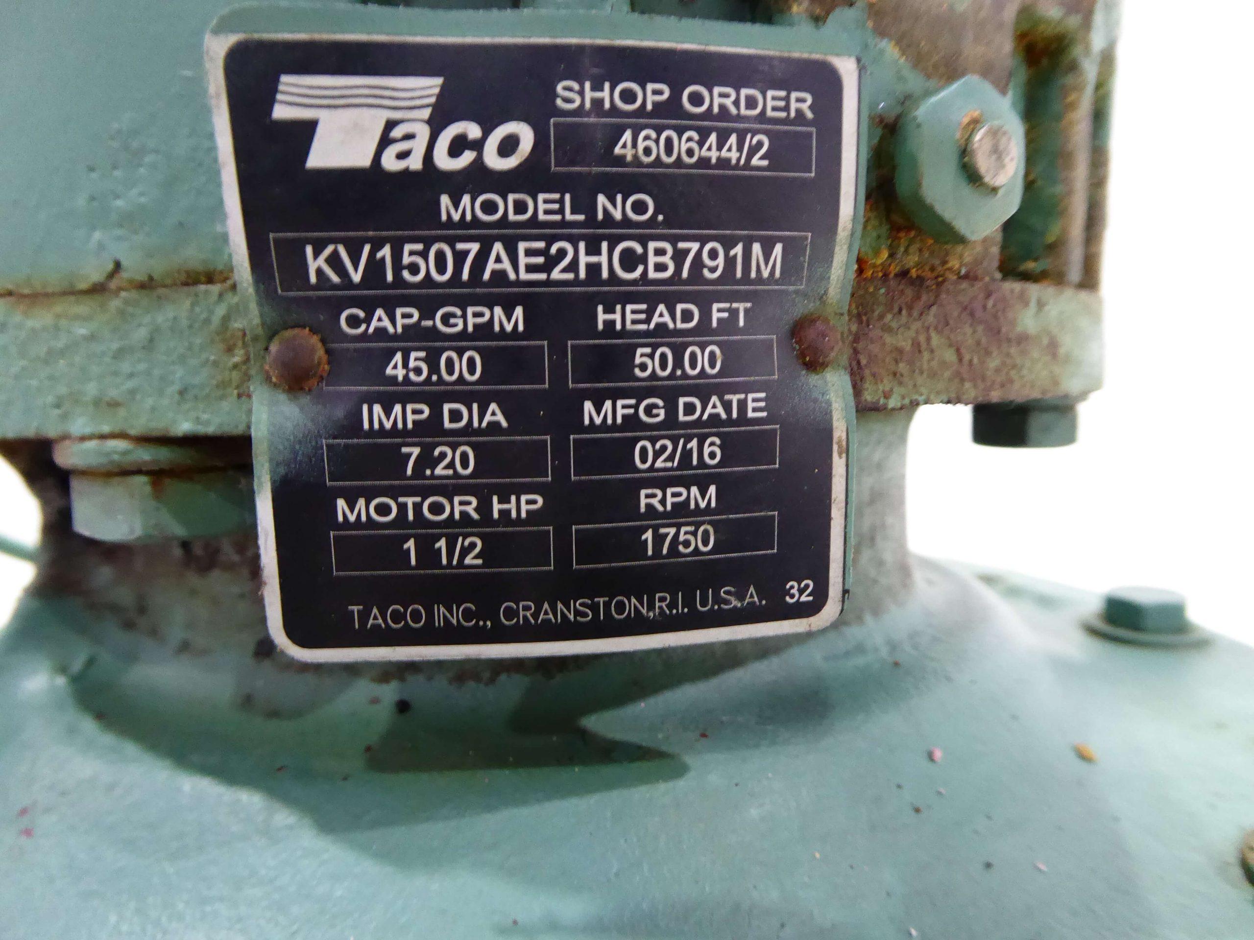Taco 1.50 HP 1.50" Inlet 1.50" Outlet Inline Circulator Pump CP2295