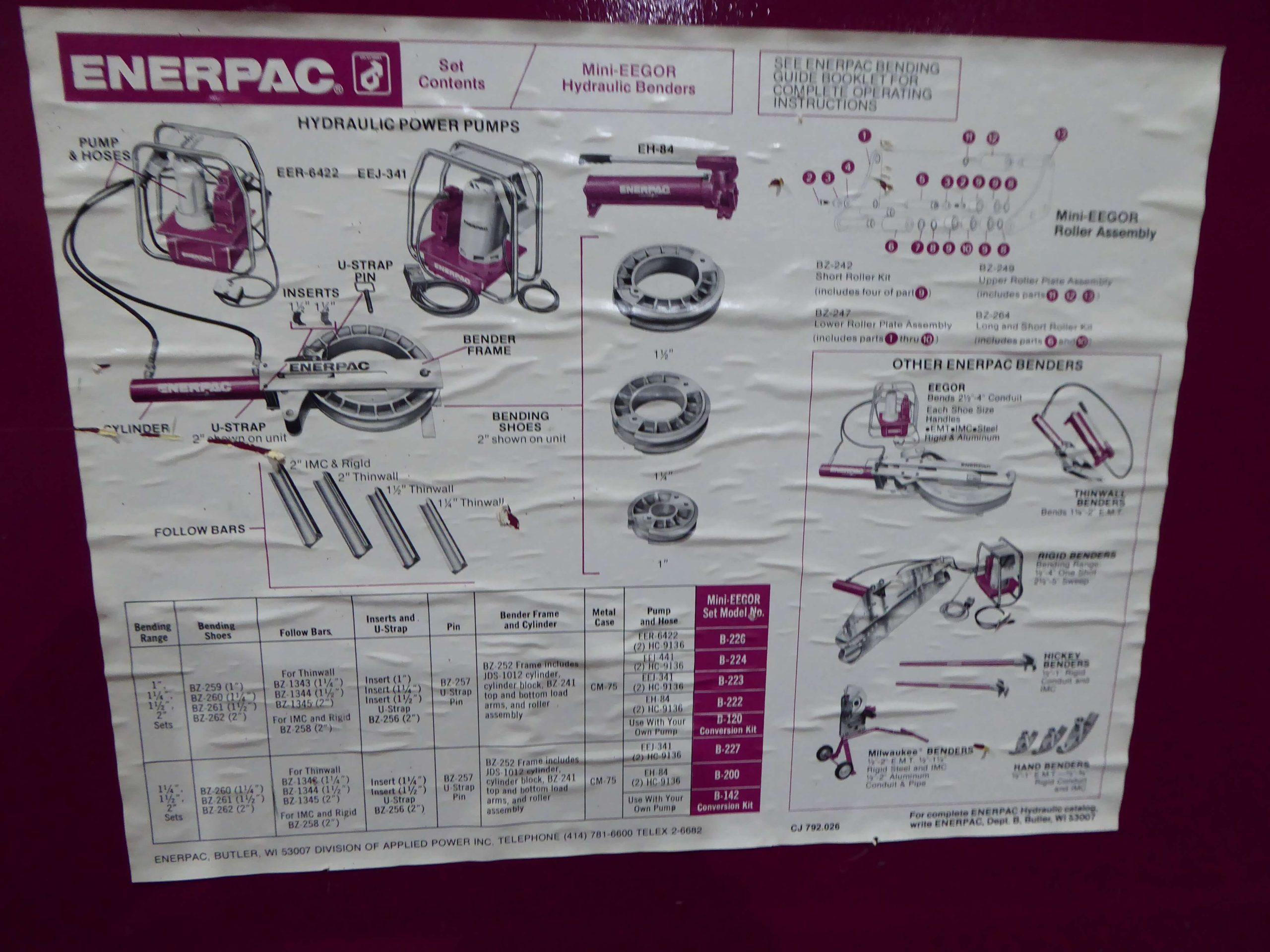 Enerpac Model EER642  Hydraulic Conduit Pipe Bender EE2231