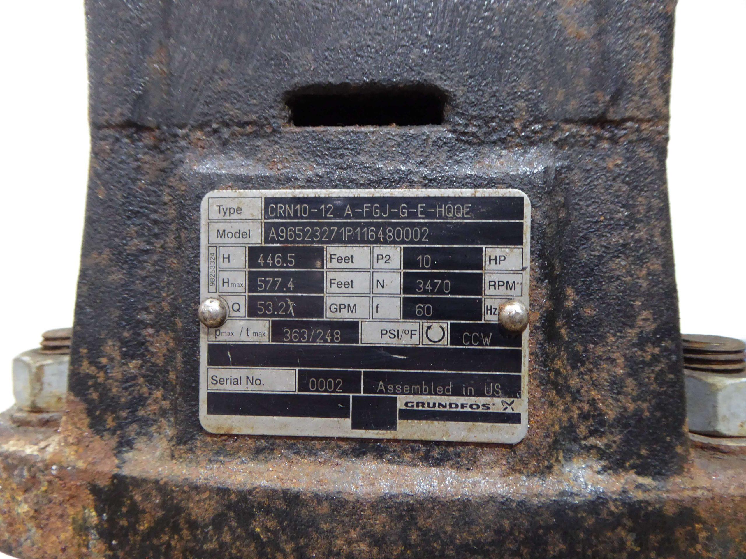 Grundfos 10 HP 2" Inlet 2" Outlet Centrifugal Pump CP2324