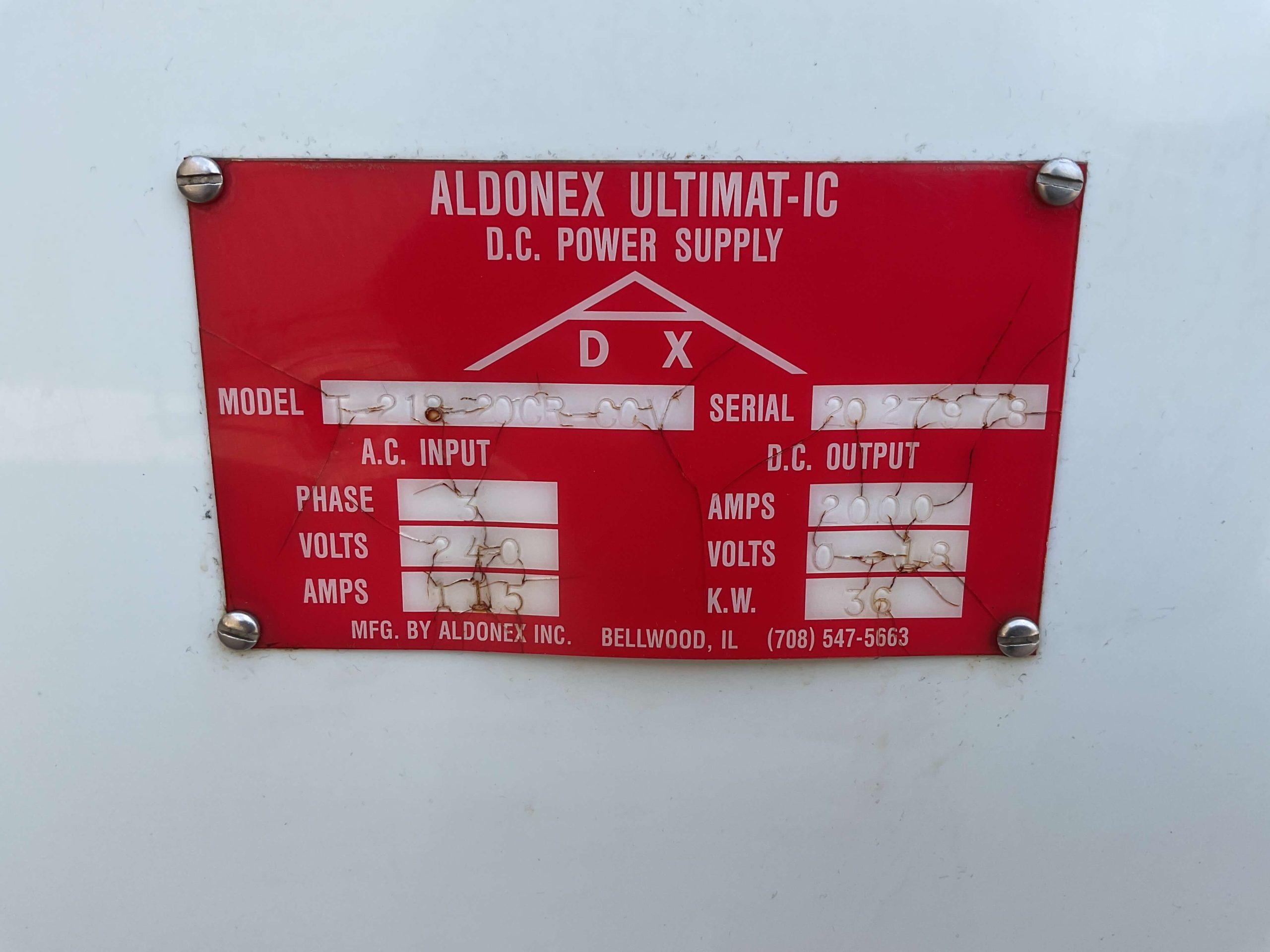 2000 Amp Aldonex 0-18 Volt Rectifier R3452