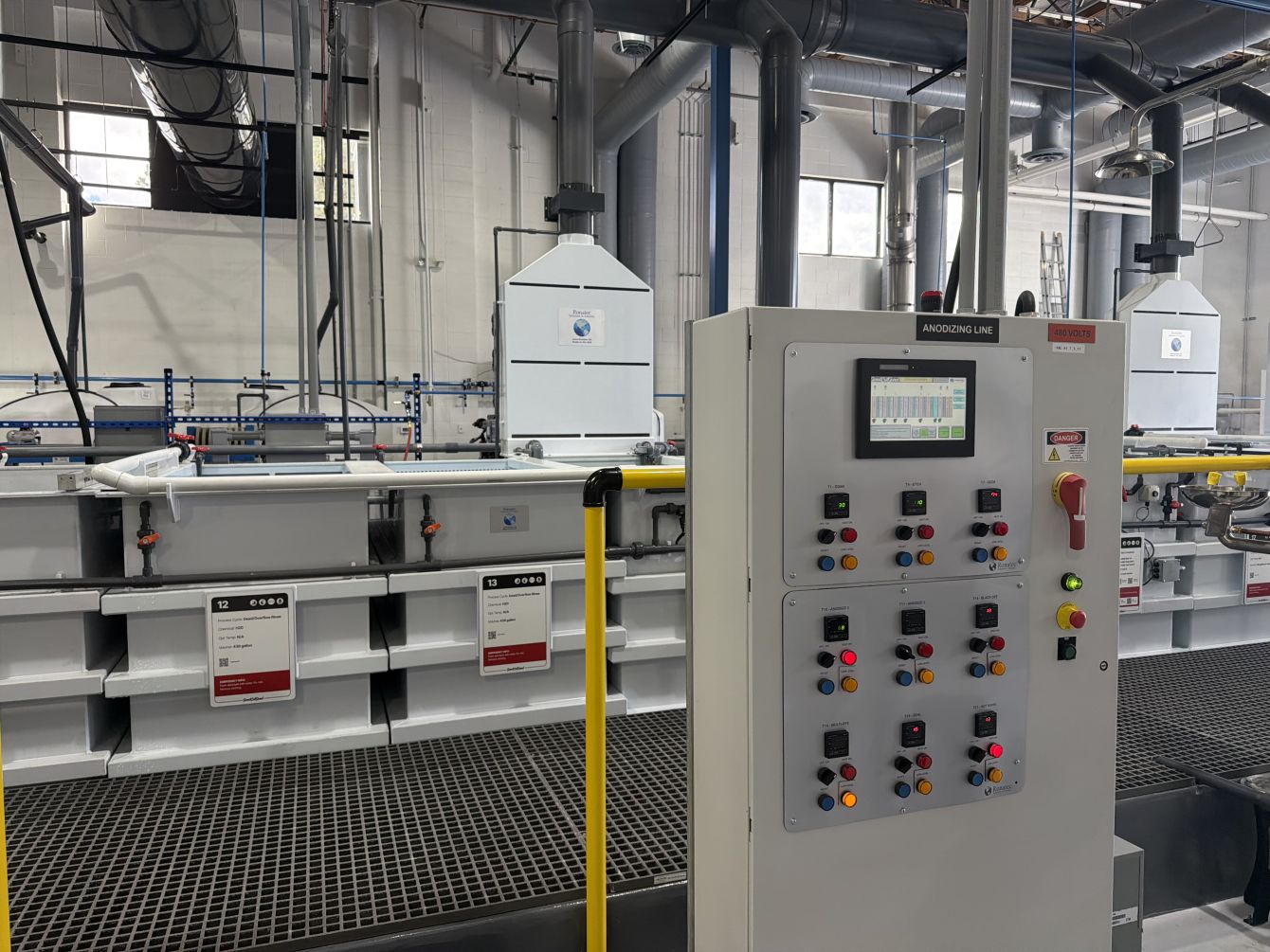 Anodizing line control panel integrated with plating process equipment